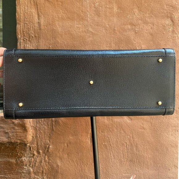 Vintage Gucci Diana Black Leather Structured Tote w/ Bamboo Handles w/ COA - Picture 4 of 16